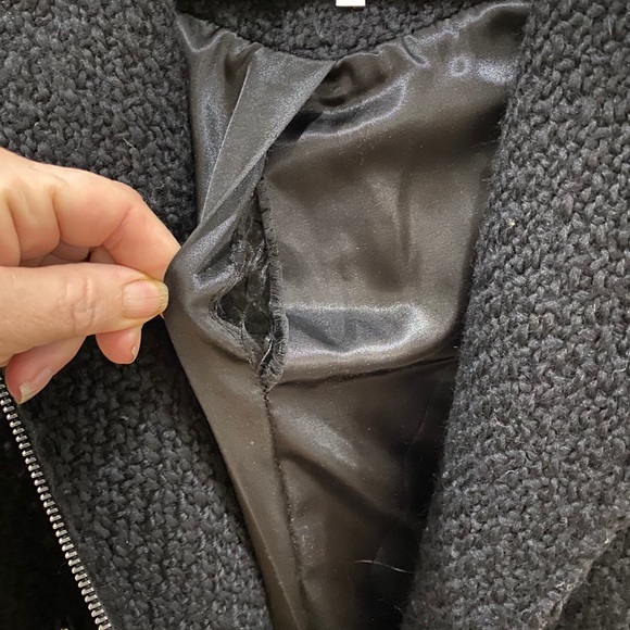 ❣️HP❣️Calvin Klein wool black boucle hooded coat - Picture 7 of 11